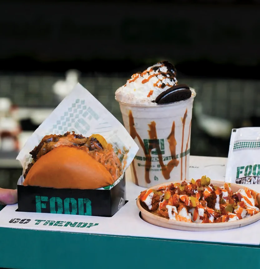 Original Food Trends meal with loaded fries and a milkshake
