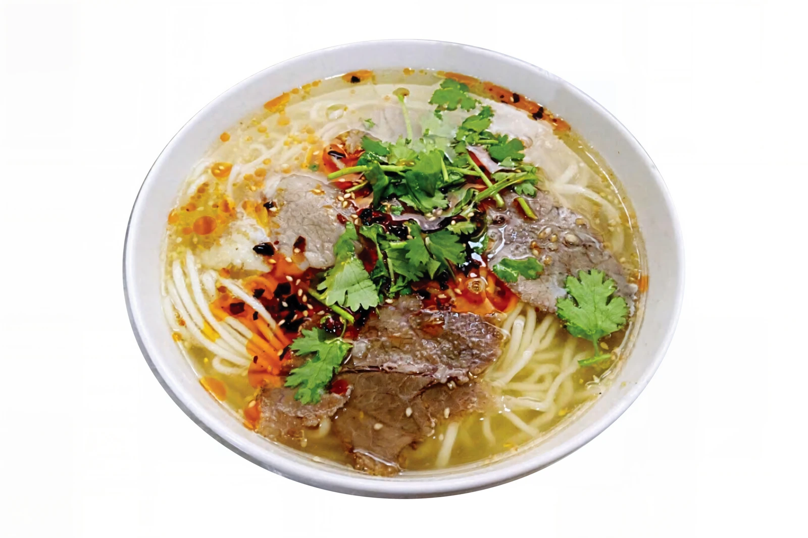 Our noodles with soup and beef