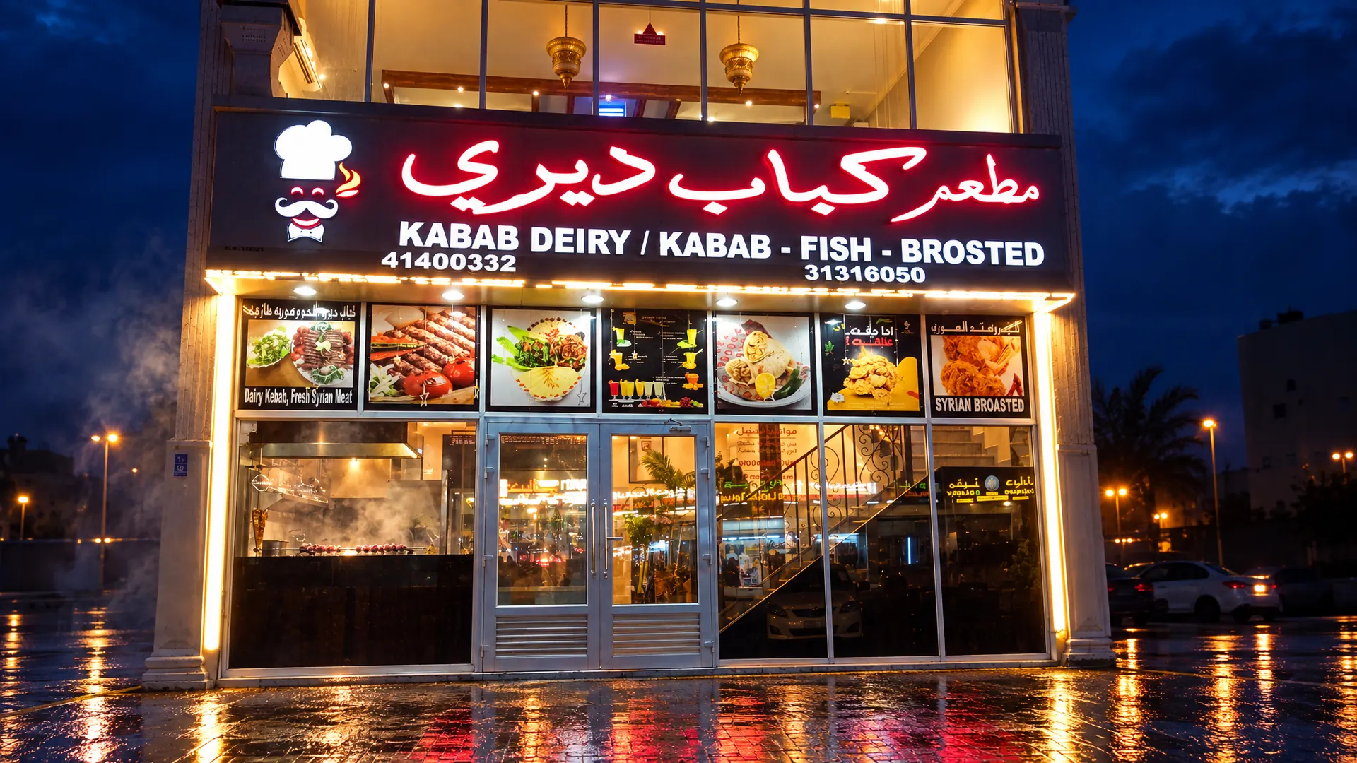 واجهة مطعم كباب ديري في معيذر