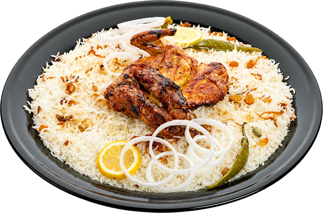 طبق مظبيكم واضح بالكامل مع الأرز والزبيب والليمون