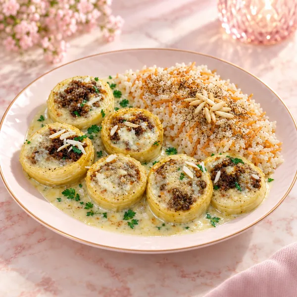 وجبة انجينار مع رز بصوص الكريمة