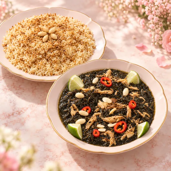 وجبة ملوخية مع رز لشخصين