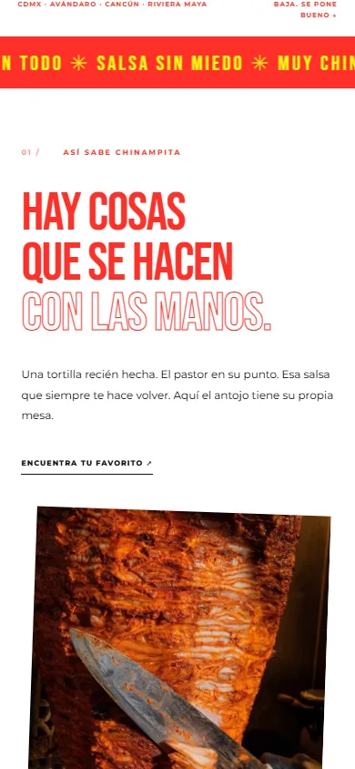 Chinampita mobile page details