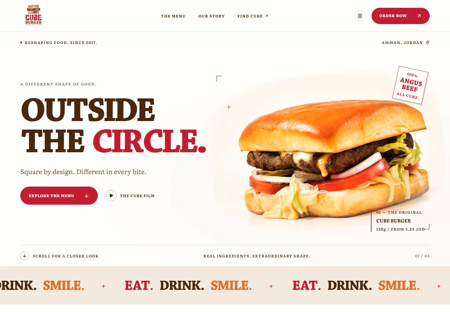 CUBE Burger — desktop