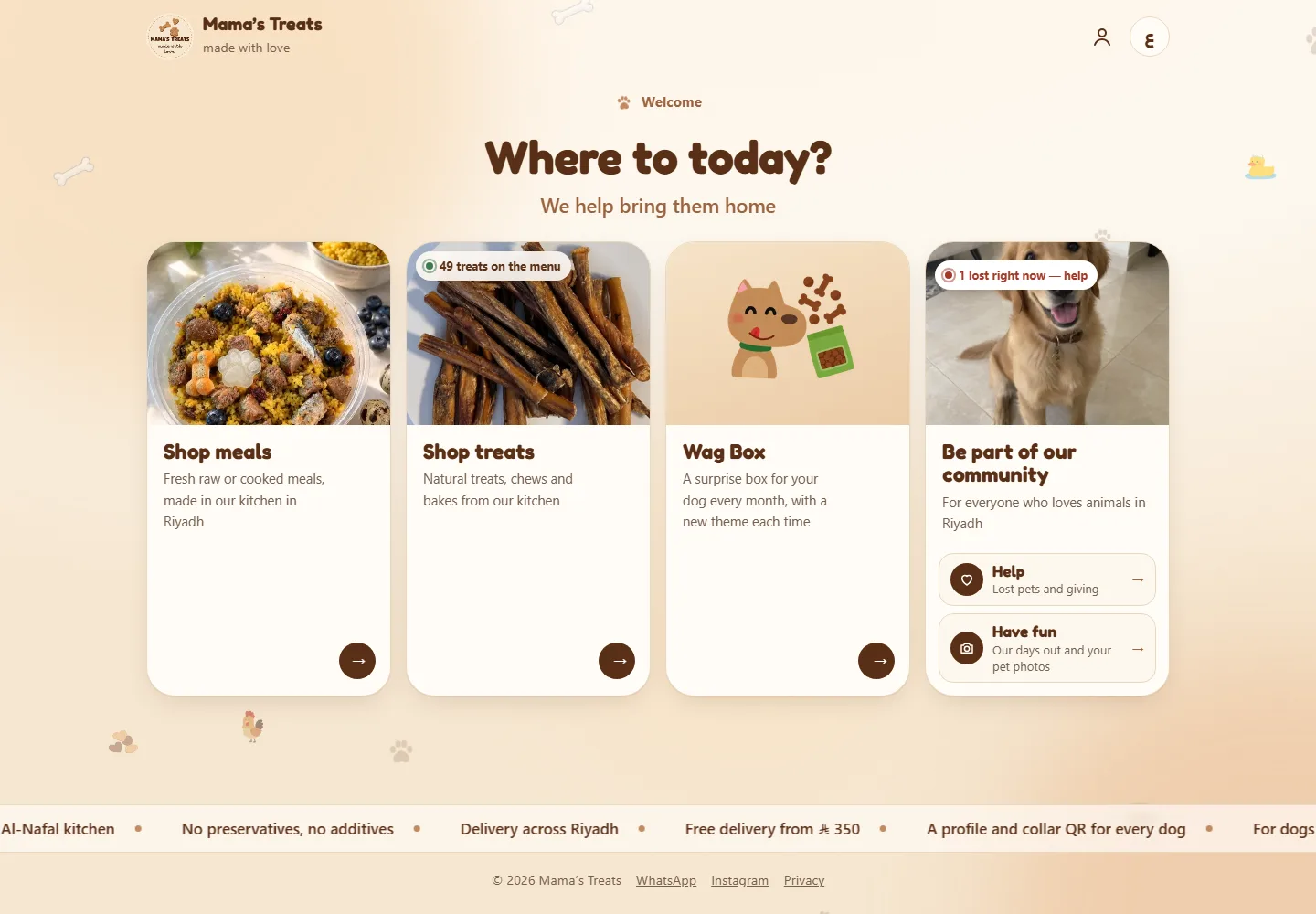 Mama’s Treats page details