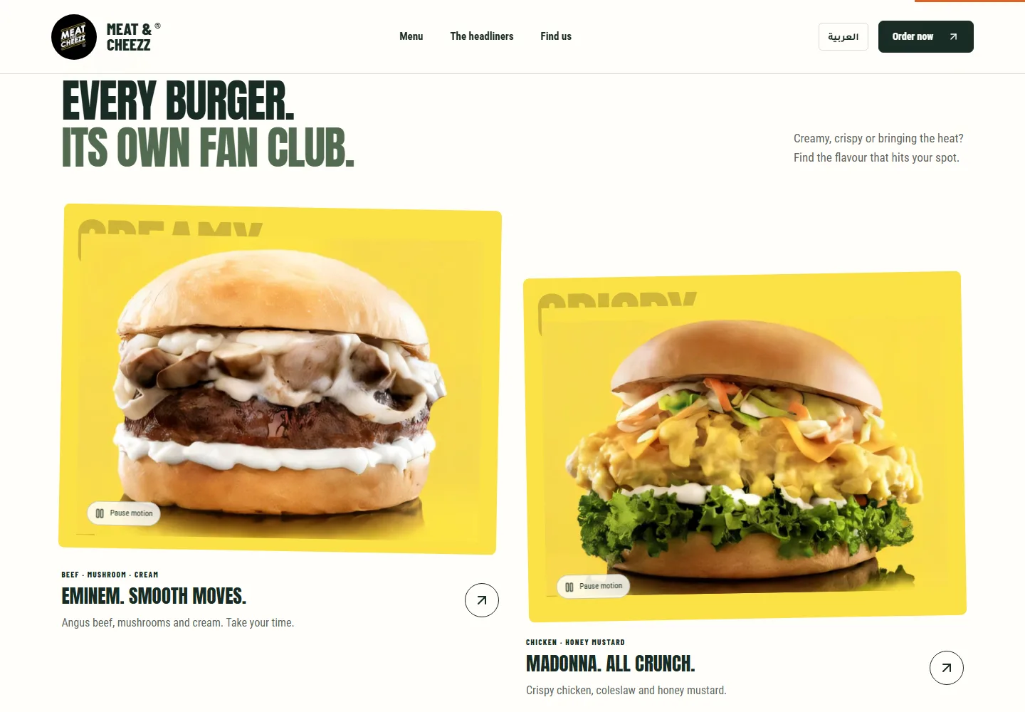تفاصيل من موقع Meat & Cheezz