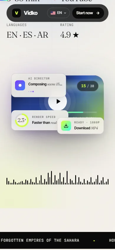 تفاصيل الموبايل Vidko.ai
